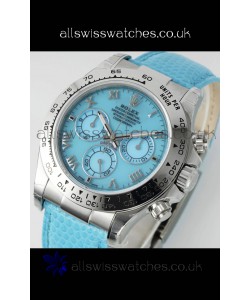 Rolex Daytona 116519 Stainless Steel Blue Pearl Leather Strap Super Clone Watch