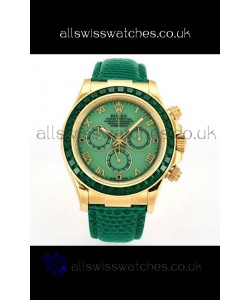 Rolex Daytona 116568 Yellow Gold 4801 Movement Sapphires Green Dial Super Clone Watch 