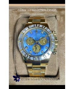 Rolex Daytona 116568 Yellow Gold Blue Pearl Dial Super Clone Watch 