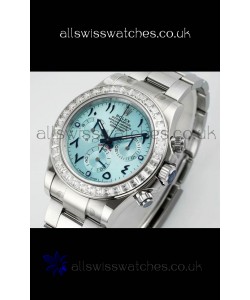 Rolex Daytona 116519 Stainless Steel Ice Blue Arabic Dial Super Clone Watch 