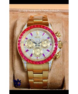 Rolex Daytona 116568 Rose Gold Moissanites Paved Dial Super Clone Watch 