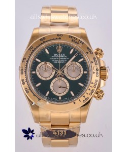 Rolex Daytona 126508 Yellow Gold Green Dial FREE SPRUNG MVMT Super Clone Watch 