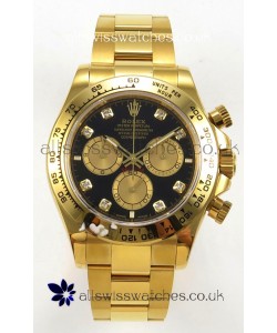 Rolex Daytona 126508 Yellow Gold Black Dial FREE SPRUNG MVMT Super Clone Watch 