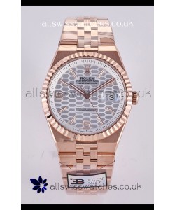 Rolex Land-Dweller 127336 Steel Honeycomb Dial Rose Gold 40MM Super Clone Watch 