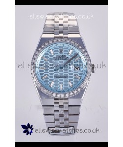 Rolex Land-Dweller 127336 Ice Blue Honeycomb Diamonds 40MM Super Clone Watch 