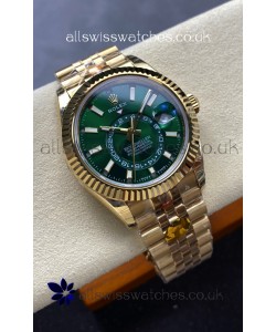 Rolex Sky-Dweller REF# 336238 Green Dial Jubilee Yellow Gold Super Clone Watch 