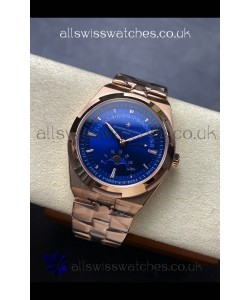 Vacheron Constantin Overseas True Moon Phase Rose Gold Blue Dial Swiss Replica Watch 