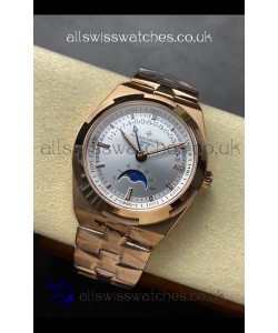 Vacheron Constantin Overseas True Moon Phase Rose Gold Steel Dial Swiss Replica Watch 