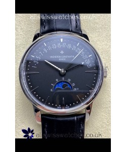 Vacheron Constantin Patrimony Moonphase Stainless Steel Black Dial Swiss Replica Watch 