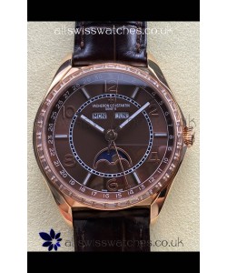 Vacheron Constantin Fiftysix Moonphase Brown Dial Rose Gold Swiss Replica Watch 