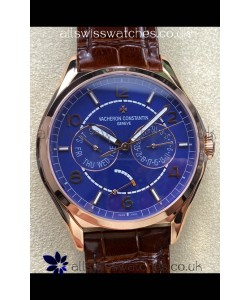 Vacheron Constantin Fiftysix Day-Date Rose Gold Blue Dial Swiss Replica Watch 