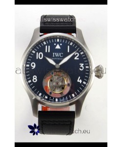 IWC Super Clone Portugese Hand-Wound Genuine Tourbillon Blue Dial Steel Casing Watch