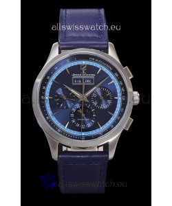 Jaeger LeCoultre Master Control Chronograph Calendar Steel Casing Blue Dial Watch 