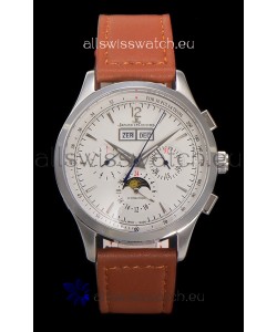 Jaeger LeCoultre Master Control Chronograph Calendar Steel Casing White Dial Watch 