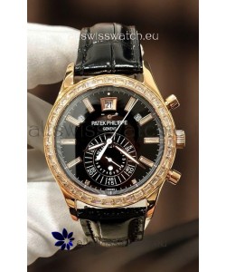 Patek Philippe Super Clone Complications 5961 Rose Gold Watch with Mossanites