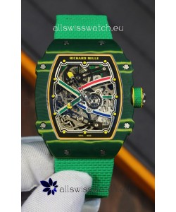 Richard Mille Super Clone RM67-02 Wayde Van Niekerk Green Carbon TPT 37 Grams Watch Green Strap