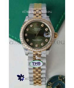 Rolex Datejust Cal.3235 Movement Super Clone Rose Gold 2 Tone 31MM Green Dial Watch 