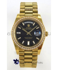 Rolex Day Date Super Clone Black Dial 40MM 220 Grams Swiss Replica watch 
