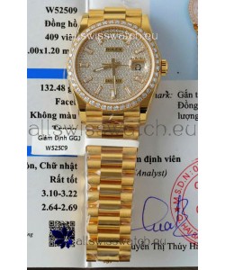 Rolex Day Date Super Clone Yelllow Gold Plated Custom Modified Diamonds Paved Watch