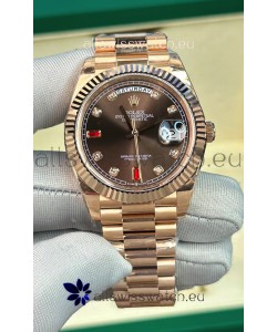 Rolex Day Date Presidential 18K Rose Gold Watch 40MM - Brown Dial 1:1 Mirror Quality