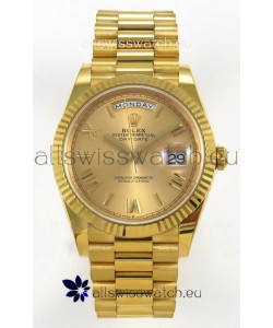 Rolex Day Date Super Clone Gold Roman Dial 40MM 220 Grams Swiss Replica watch 