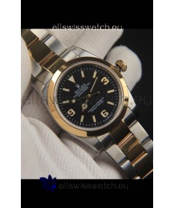 Rolex Explorer I Japanese Movement Replica Watch in Two Tone Black Dial 36MM