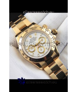 Rolex Daytona Japanese Movement Gold Casing Replica Watch in White Dial 