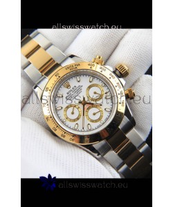Rolex Daytona Japanese Movement Two Tone Gold Casing Watch in White Dial 