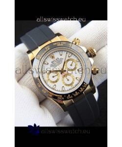 Rolex Daytona Japanese Movement Gold Casing Replica Watch in White Dial 