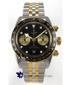Tudor Super Clone Black Bay Chronograph Two Tone Watch in Black Dial