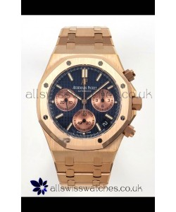Royal Oak Chrono 26240 Rose Gold Blue Dial Super Clone Watch 