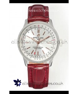 Navitimer Automatic 36 Steel Dial Red Strap Super Clone Watch 