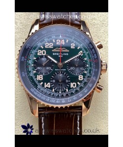 Breitling Navitimer B02 Rose Gold Green Dial Swiss Replica Watch 