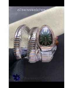 Serpenti Tubogas Double Spiral Green Dial Two Tone Super Clone Watch 