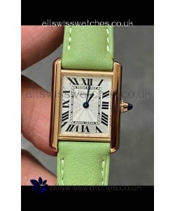 Cartier Tank Louis 22MM Swiss Quartz Gold Casing Green Strap Watch 
