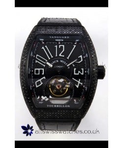 Franck Muller V45 Tourbillon Black DLC Diamonds Super Clone Watch 