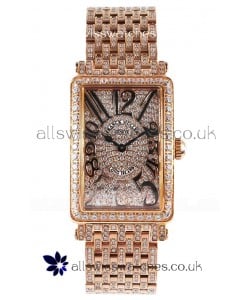 Franck Muller Long Island Rose Gold Diamonds Swiss Replica Watch 