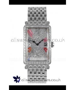 Franck Muller Long Island Color Dreams Stainless Steel Diamonds Swiss Replica Watch 
