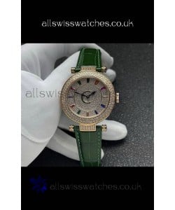 Franck Muller Double Mystery Swiss Quartz Watch in Gold Diamonds Casing