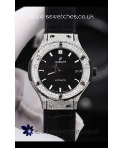 Hublot Classic Fusion Diamonds Steel Black Dial 38MM Super Clone Watch 