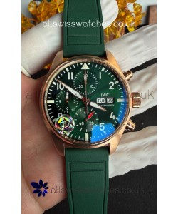 IWC PILOT'S Rose Gold Chronograph Green Dial Super Clone Watch 