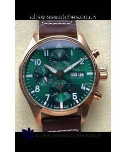 IWC PILOT'S Rose Gold Chronograph Green Dial Super Clone Watch 