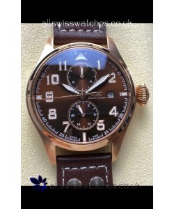 IWC PILOT'S Monopusher Rose Gold Brown Dial Replica Watch 
