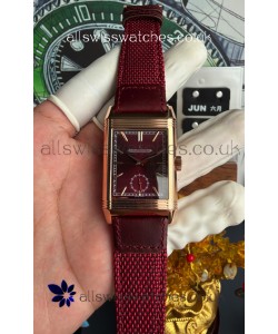 Jaeger-LeCoultre Reverso Tribute Duoface Rose Gold Burgundy & White Dial Super Clone Watch 
