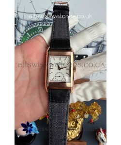 Jaeger-LeCoultre Reverso Tribute Duoface Rose Gold White & Black Dial Super Clone Watch 