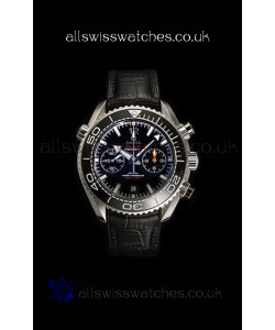 Omega Speedmaster Planet Ocean Black Dial Leather Strap Super Clone Watch 