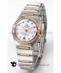 Omega Constellation 29MM Two Tone Rose Gold White Dial Automatic Super Clone Watch 