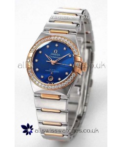 Omega Constellation 29MM Two Tone Rose Gold Blue Dial Automatic Super Clone Watch 