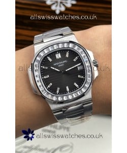 Patek Philippe Nautilus 5723 Black Dial White Sapphires Super Clone Watch 