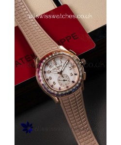 Patek Philippe Aquanaut 7968 Rose Gold Brown Strap Super Clone Watch 